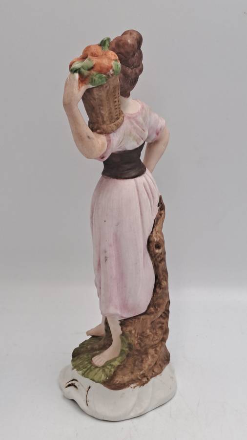 Vintage Taiwanese Ceramic Statue Figurine Farmer Women Art Deco Figure Bibelot