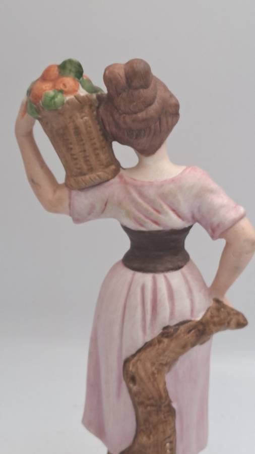 Vintage Taiwanese Ceramic Statue Figurine Farmer Women Art Deco Figure Bibelot