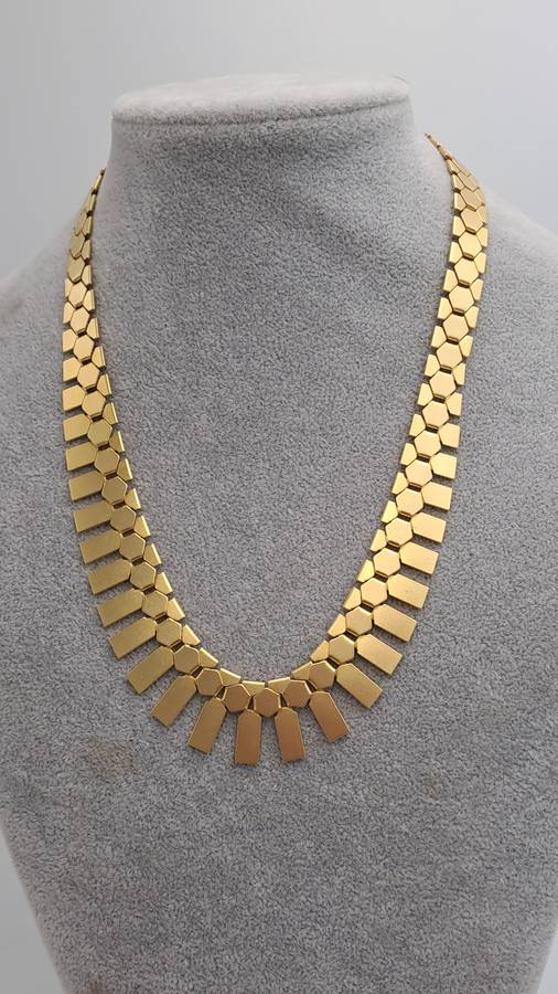 Fashionable Geometric Gold Tone Necklace 46cm