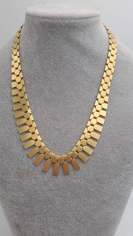 Fashionable Geometric Gold Tone Necklace 46cm