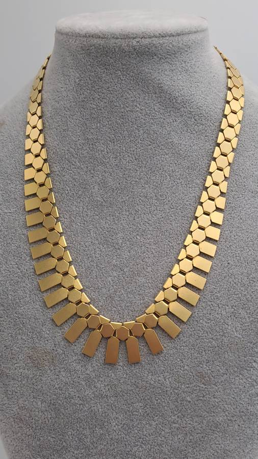 Fashionable Geometric Gold Tone Necklace 46cm