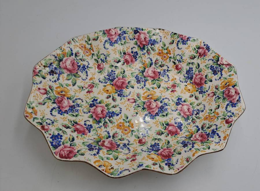 Vintage 1930's James Kent Longton "Rosalynde" Bon Bon Dish 23cm x 19,5cm x 4,5cm