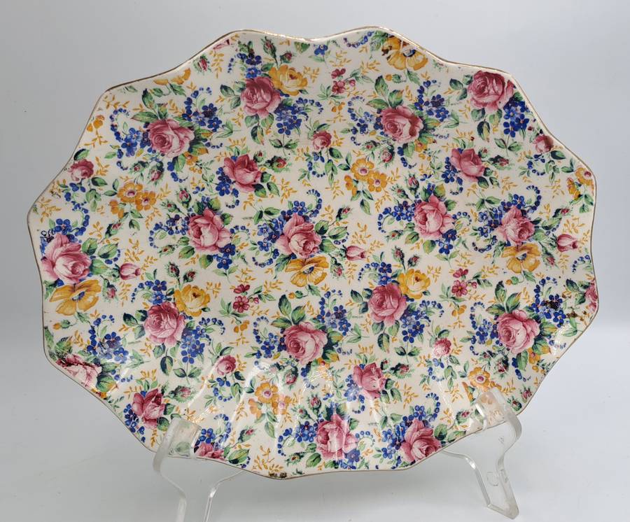 Vintage 1930's James Kent Longton "Rosalynde" Bon Bon Dish 23cm x 19,5cm x 4,5cm