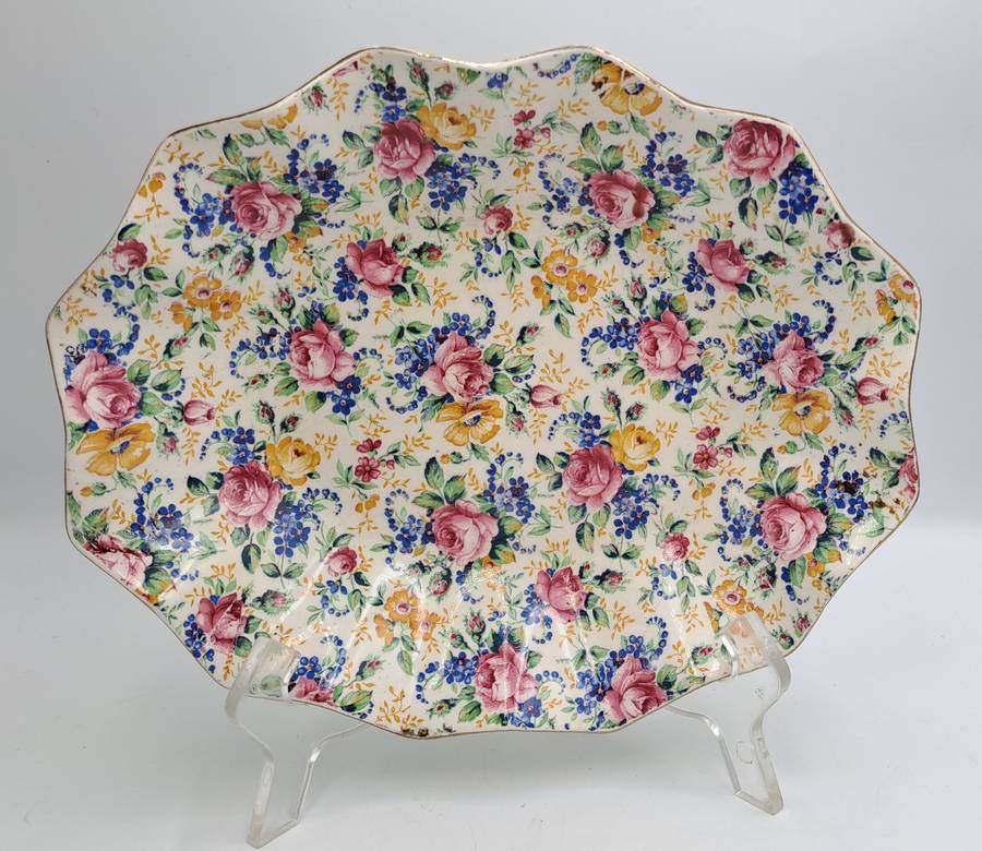 Vintage 1930's James Kent Longton "Rosalynde" Bon Bon Dish 23cm x 19,5cm x 4,5cm