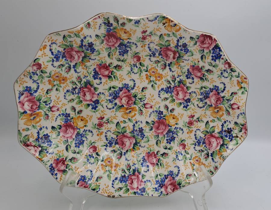 Vintage 1930's James Kent Longton "Rosalynde" Bon Bon Dish 23cm x 19,5cm x 4,5cm