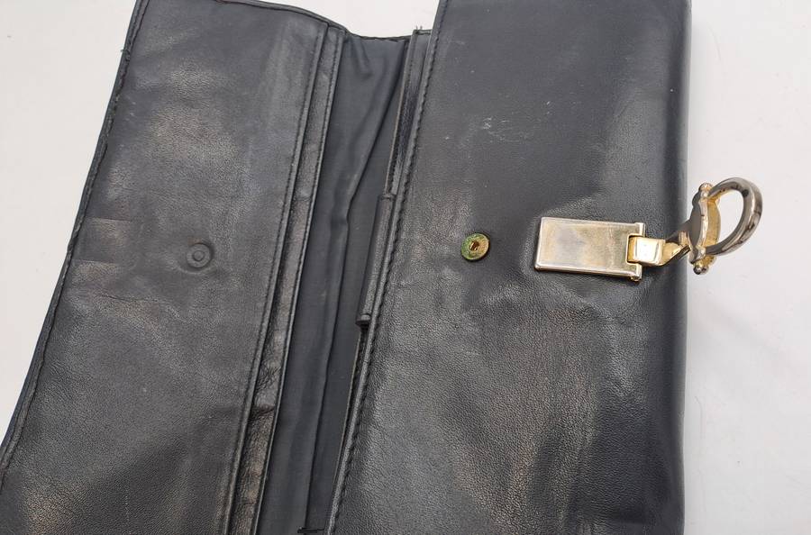 Pre-owned Elite Nappa Ladies Leather Clutch Purse -Black