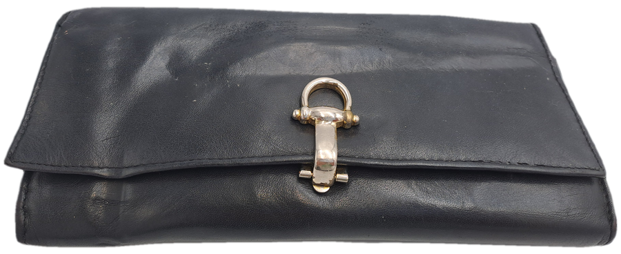Pre-owned Elite Nappa Ladies Leather Clutch Purse -Black