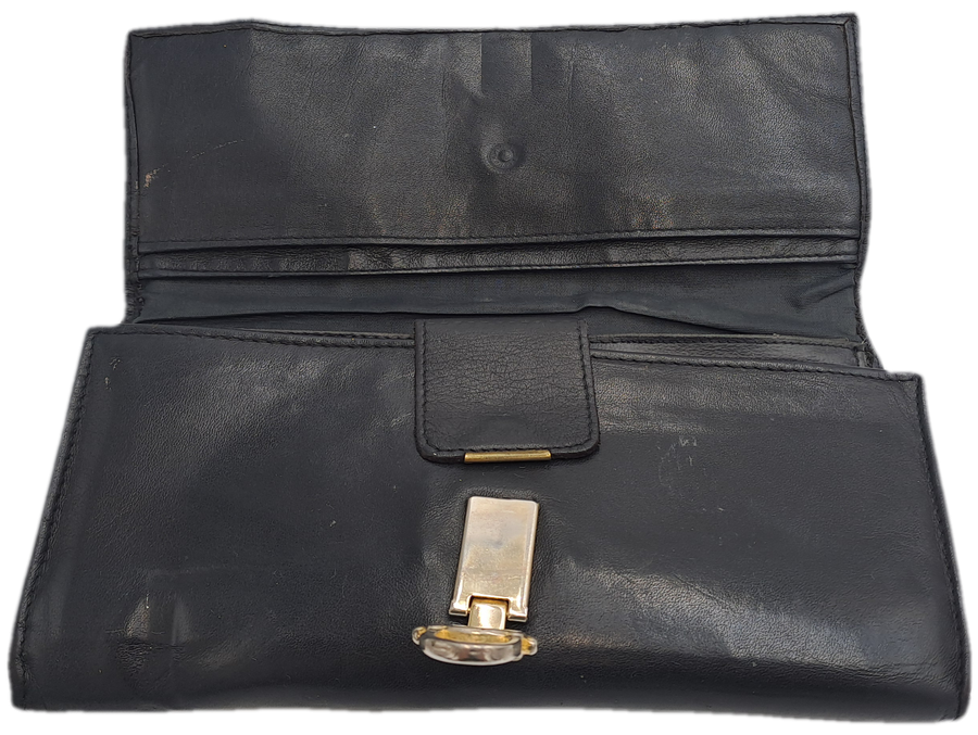 Pre-owned Elite Nappa Ladies Leather Clutch Purse -Black