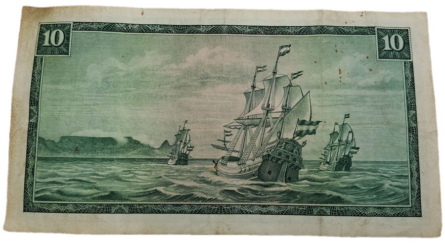 1975-1976 Ten Rand Note -T.W. de Jongh, Watermark van Riebeeck-English-Afrikaans -C/365 873713