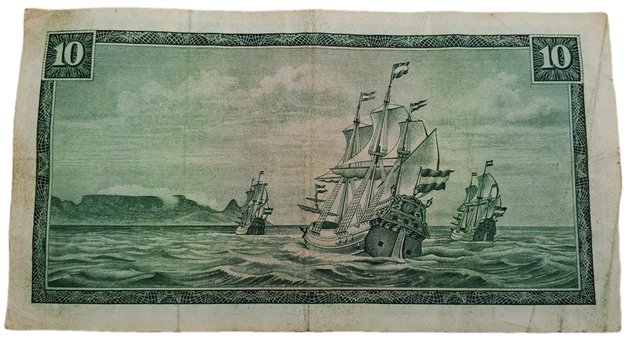 1975-1976 Ten Rand Note -T.W. de Jongh, Watermark van Riebeeck-English-Afrikaans -C/373 707276