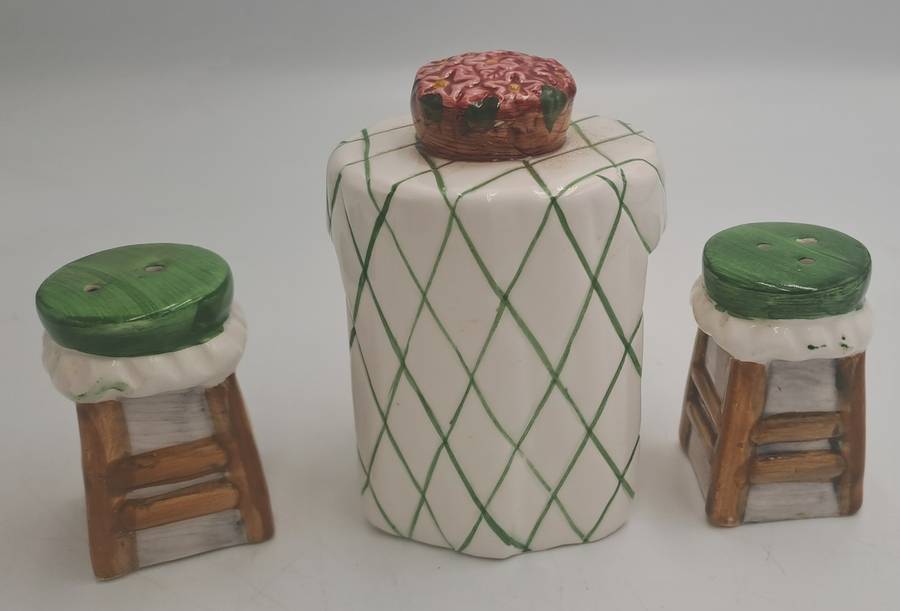 Alco Salt & Pepper Shaker 3-Pc Set Cafe Table with Barstools.