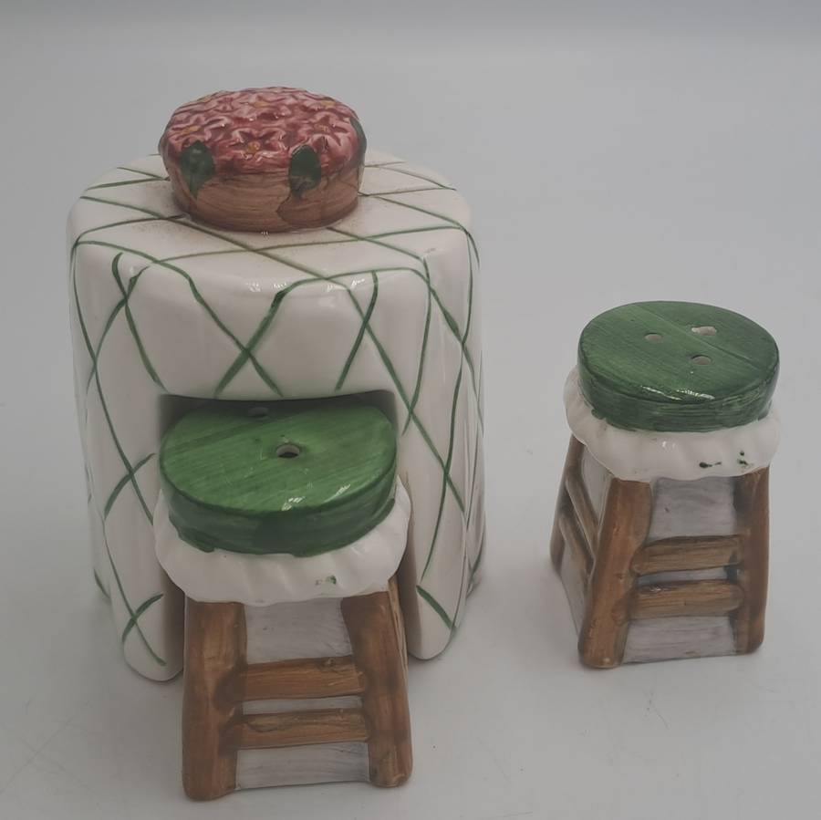 Alco Salt & Pepper Shaker 3-Pc Set Cafe Table with Barstools.