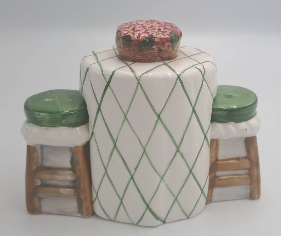 Alco Salt & Pepper Shaker 3-Pc Set Cafe Table with Barstools.