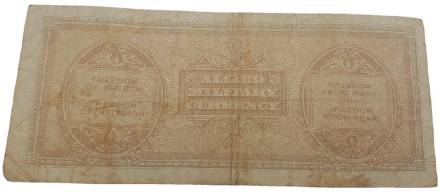 1943 Series  Italy 50 Lire Allied Military Currency Bank Note -Circulated