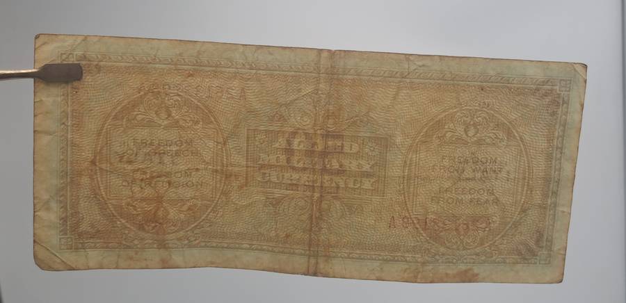 1943 Series  Italy 50 Lire Allied Military Currency Bank Note -Circulated