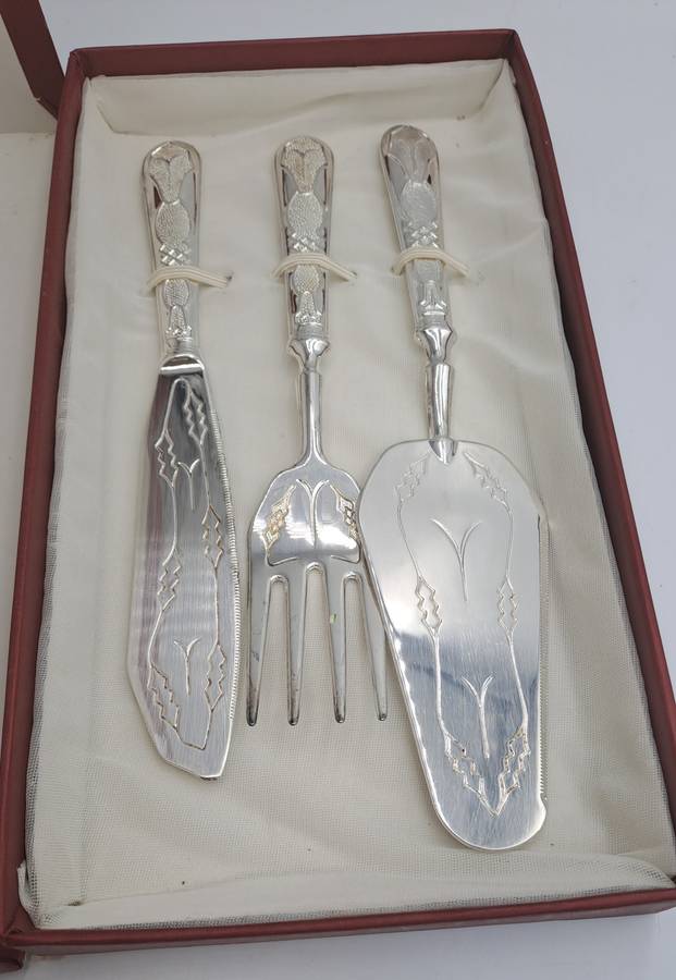 Vintage Silver Plated Pastry / Cake Serving Set -Boxed