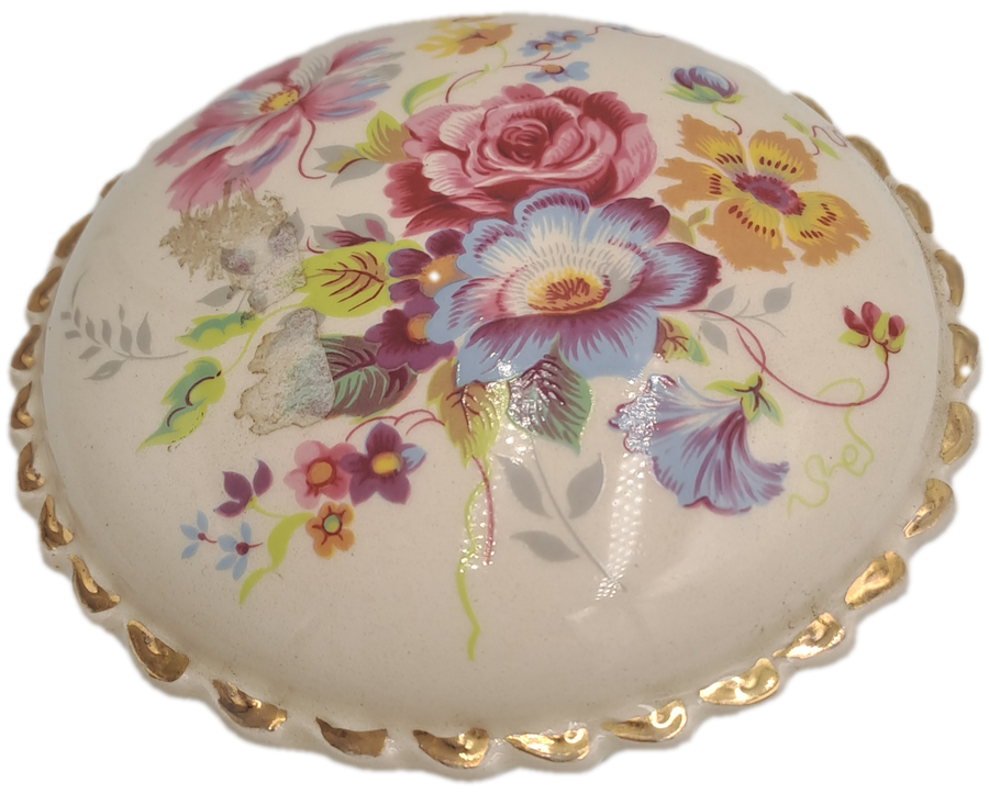 Vintage Floral Porcelain Pomander (container of aromatic substances)
