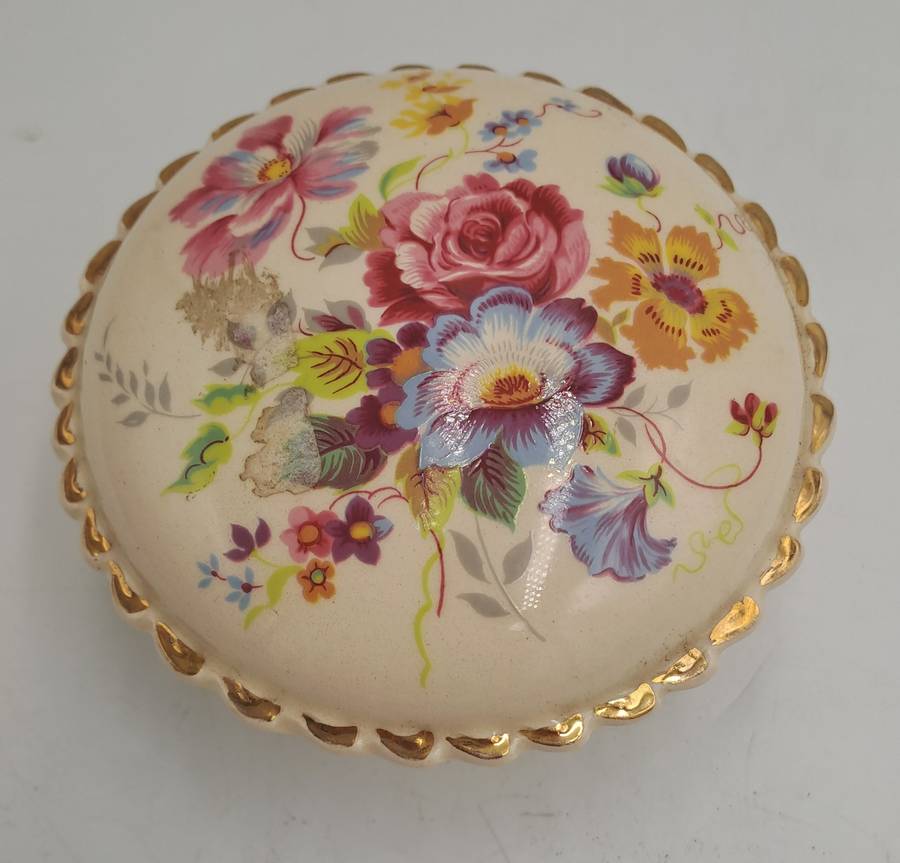 Vintage Floral Porcelain Pomander (container of aromatic substances)