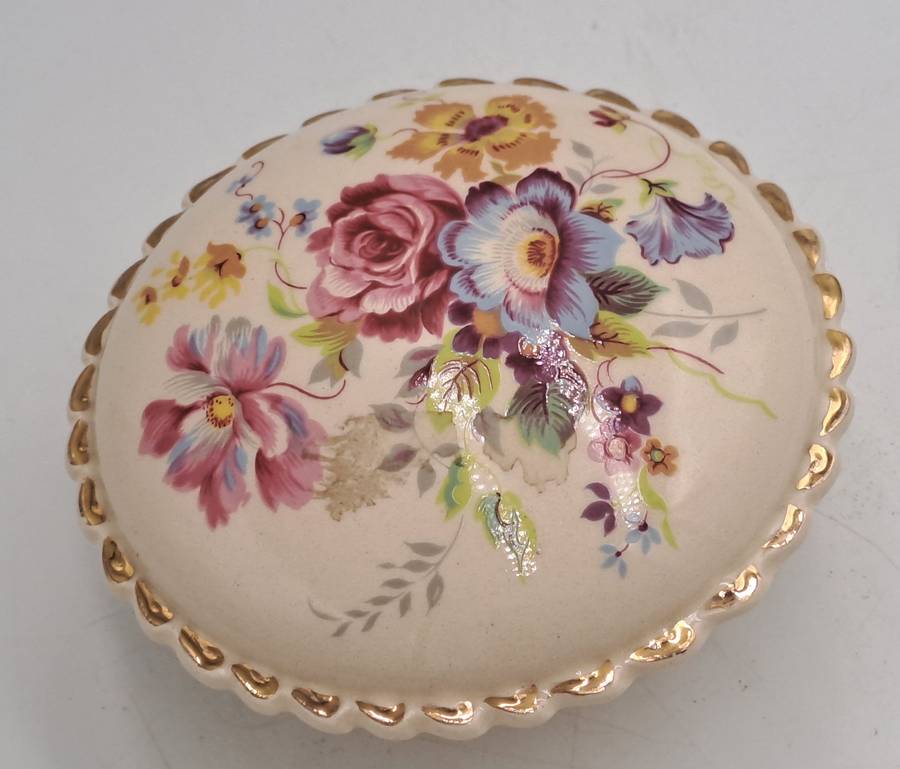 Vintage Floral Porcelain Pomander (container of aromatic substances)