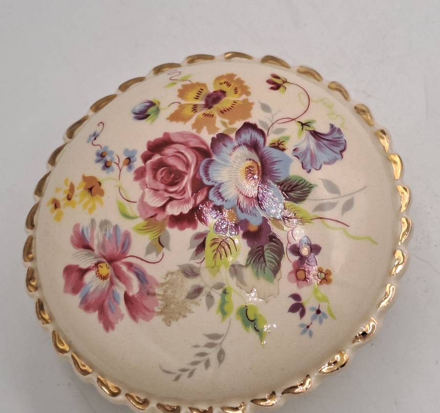 Vintage Floral Porcelain Pomander (container of aromatic substances)