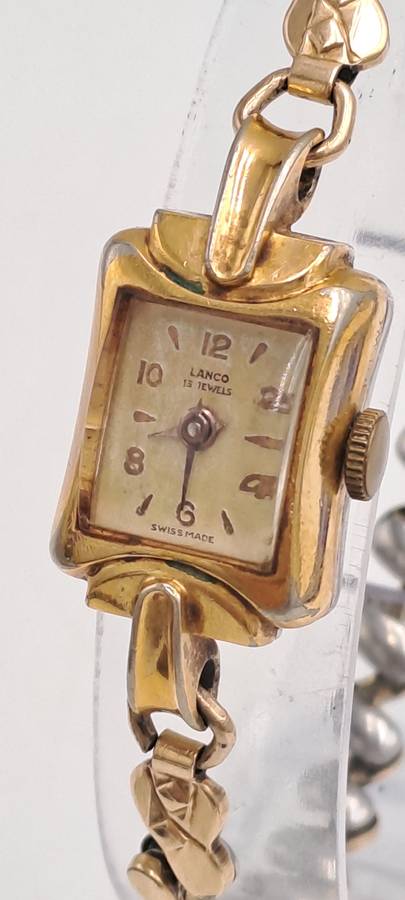 Vintage Gold plated Swiss Made Ladies Lanco Manual wind watch Working -13 Jewels
