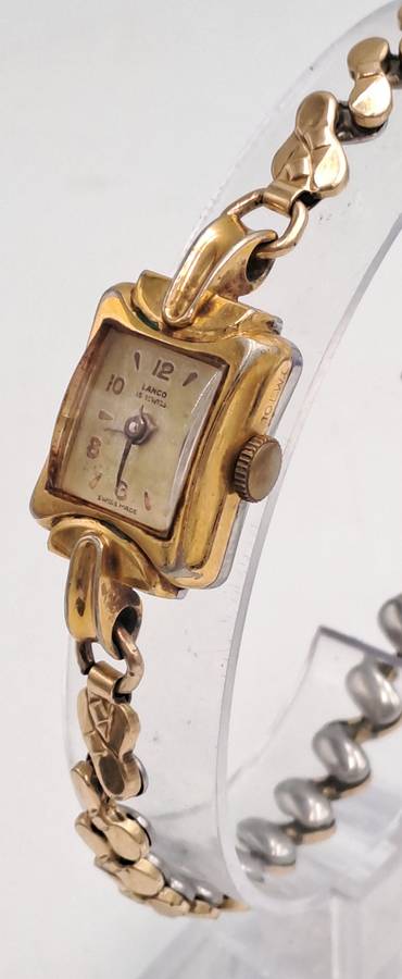 Vintage Gold plated Swiss Made Ladies Lanco Manual wind watch Working -13 Jewels