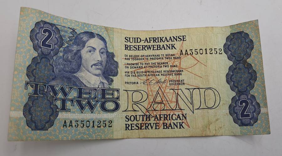1990 South Africa 2 Rand Note -Afrikaans -English C.L Stals