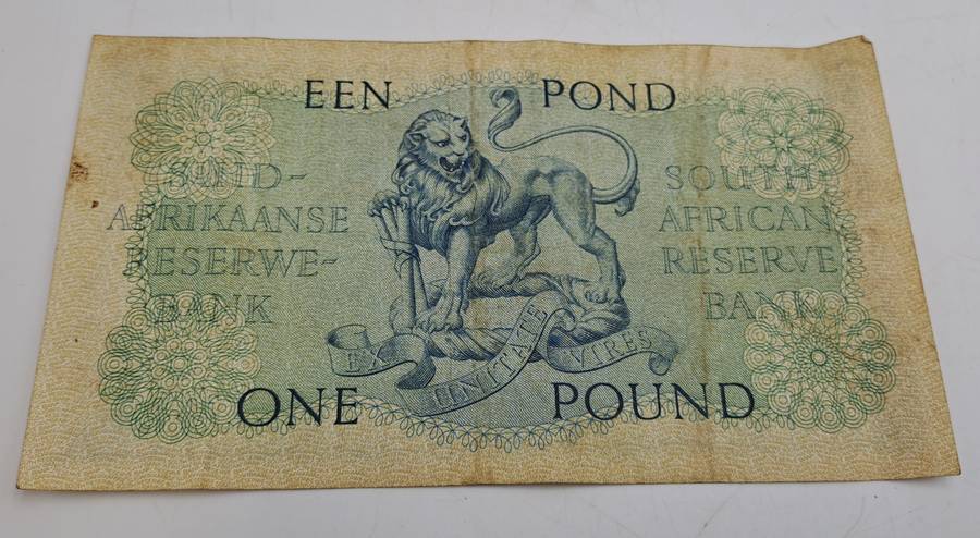 1957 South Africa  1 Pound Note -English-Afrikaans -M.H de Kock