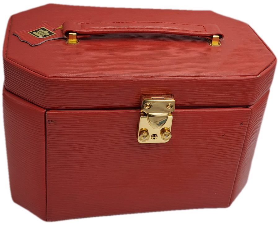 Portable Genuine Leather Jewelry box with Key -3 Draws