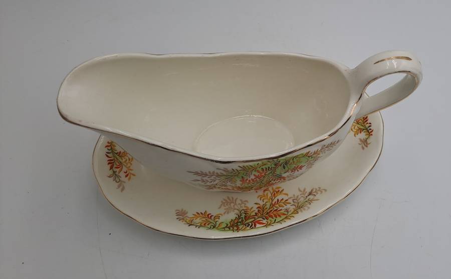 Vintage GRINDLEY Creampetal Gravy Boat with Saucer