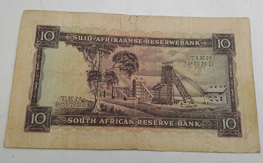 Rare!!! 1955 South Africa 10 Pounds Note Afrikaans-English-M.H de Kock