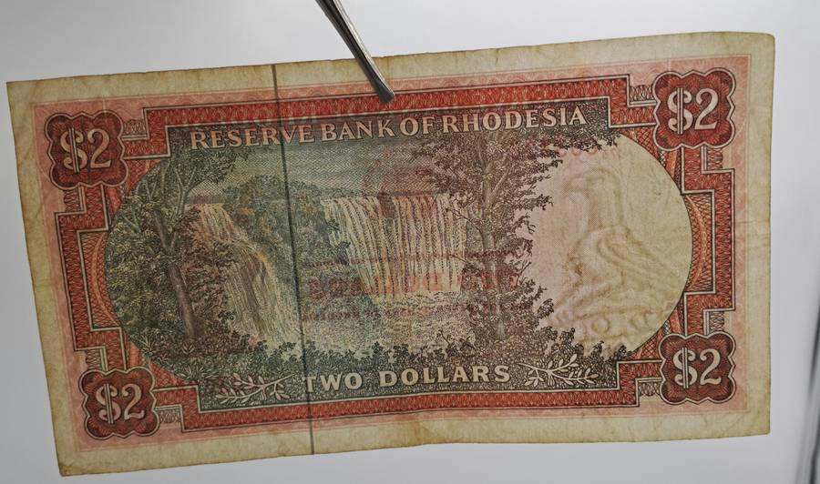 Rhodesia 1979 2 Dollar banknote-Bird Watermark