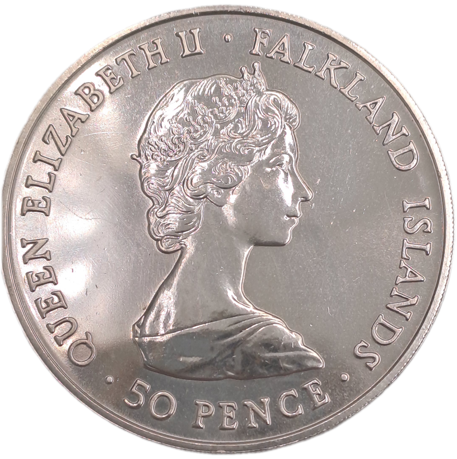 1980 Falkland Islands  50 Pence - Elizabeth II 80th Anniversary of the Queen Mother Commemorative