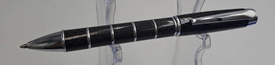 Black Brass Rollerball Pen With Chrome and Carbon Fibre Barrel  Parker Refill -Boxed