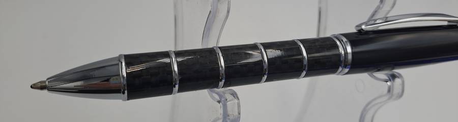Black Brass Rollerball Pen With Chrome and Carbon Fibre Barrel  Parker Refill -Boxed