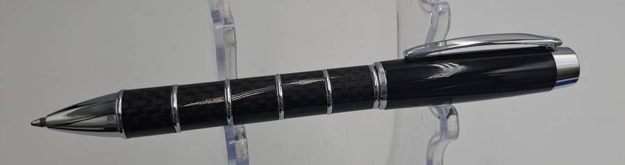 Black Brass Rollerball Pen With Chrome and Carbon Fibre Barrel  Parker Refill -Boxed