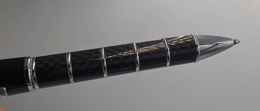Black Brass Rollerball Pen With Chrome and Carbon Fibre Barrel  Parker Refill -Boxed