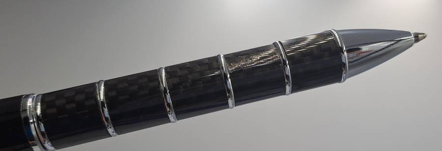 Black Brass Rollerball Pen With Chrome and Carbon Fibre Barrel  Parker Refill -Boxed