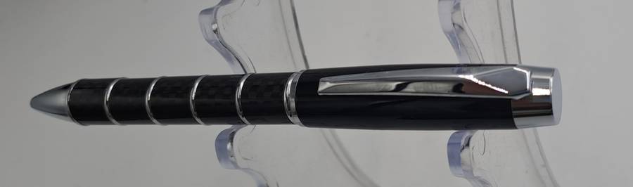 Black Brass Rollerball Pen With Chrome and Carbon Fibre Barrel  Parker Refill -Boxed