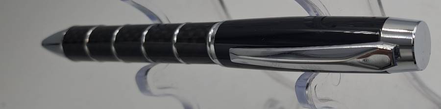 Black Brass Rollerball Pen With Chrome and Carbon Fibre Barrel  Parker Refill -Boxed