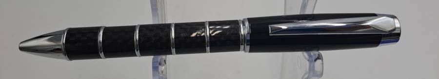 Black Brass Rollerball Pen With Chrome and Carbon Fibre Barrel  Parker Refill -Boxed