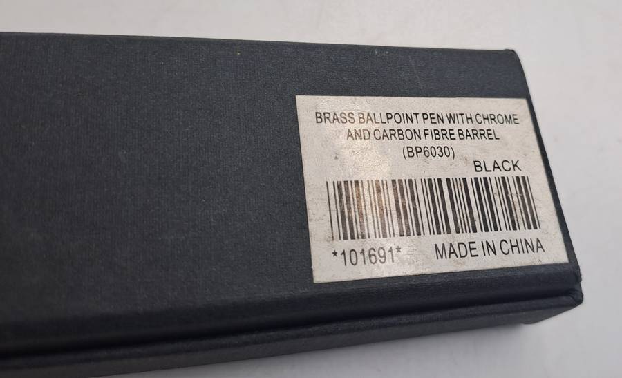 Black Brass Rollerball Pen With Chrome and Carbon Fibre Barrel  Parker Refill -Boxed
