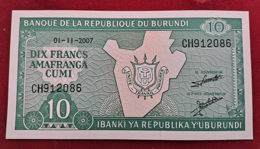 2007  Burundi 10 Francs Uncirculated Bank Note