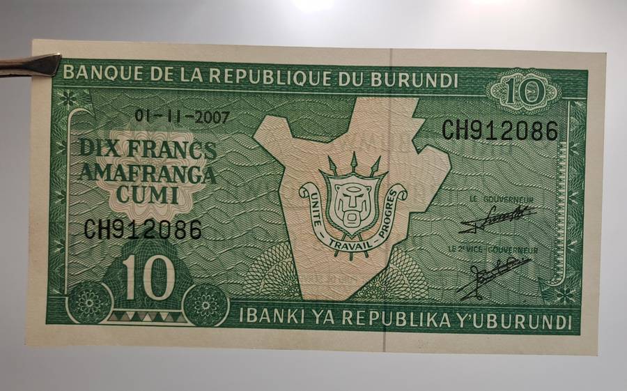 2007  Burundi 10 Francs Uncirculated Bank Note