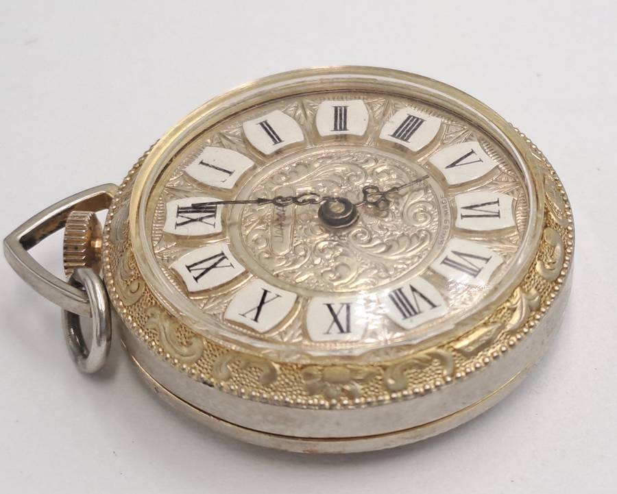 Vintage 1060's Swiss LAMAR Gold Tone Pendant windup watch -Roman Numerals- see condition