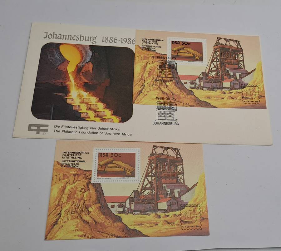 Johannesburg 1886-19861-The Philatelic Foundation of South Africa FDC +Miniature Sheet (6 Available)