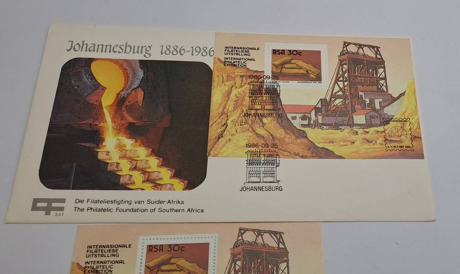 Johannesburg 1886-19861-The Philatelic Foundation of South Africa FDC +Miniature Sheet (6 Available)
