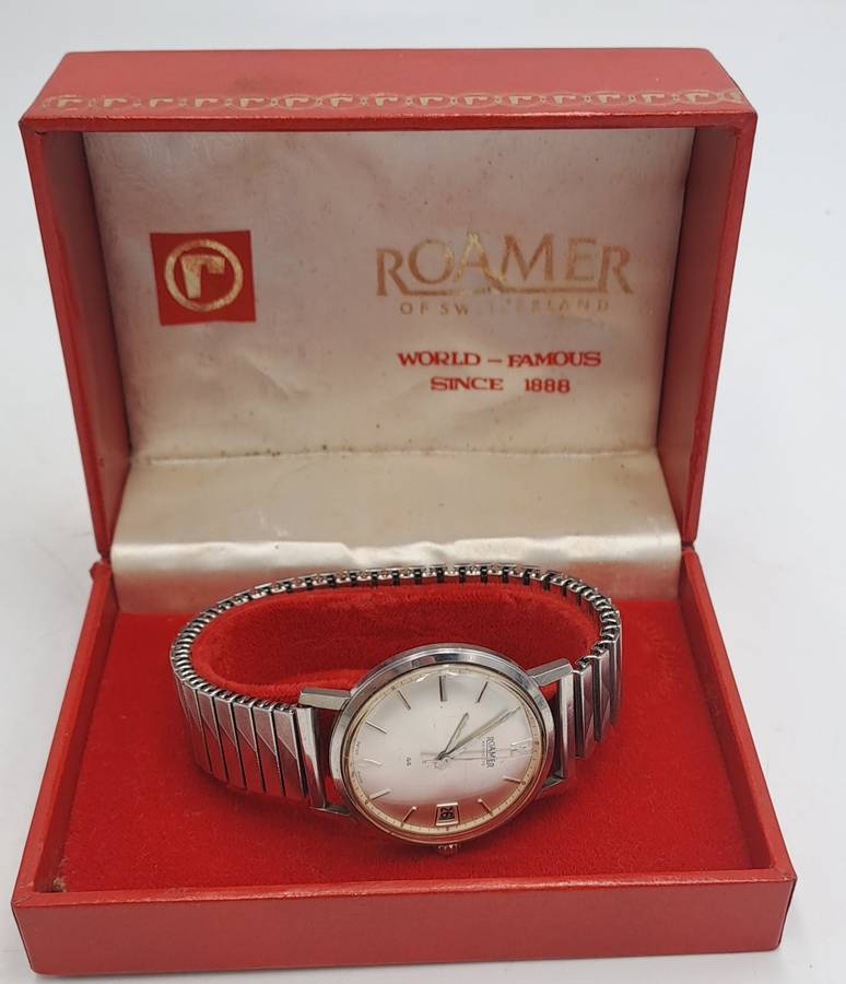 Vintage Swiss Made Roamer Rotodate Mechanical Watch -Working- Boxed