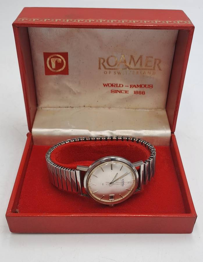 Vintage Swiss Made Roamer Rotodate Mechanical Watch -Working- Boxed