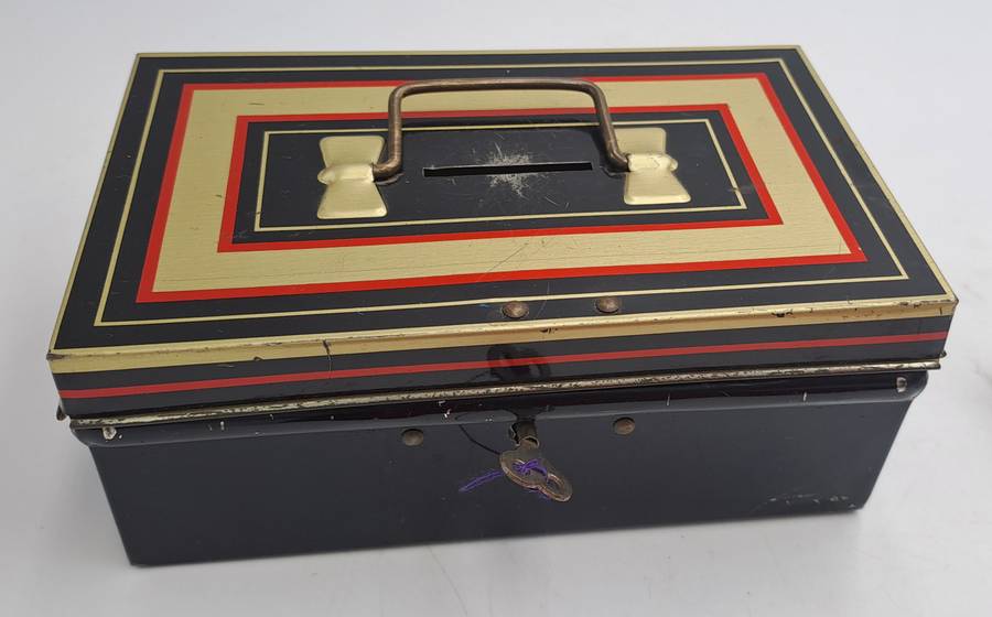 Vintage 1950's "Chad Valley" M.206 Money Tin with Key -Made in England